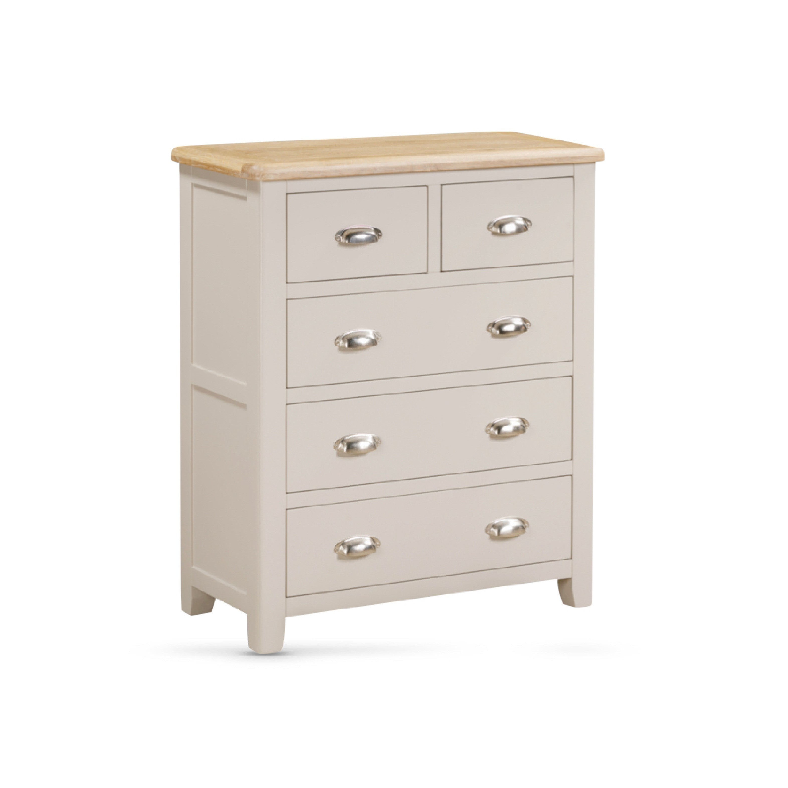 Windermere Oyster Grey Painted & Oak Chest of Drawers - 2 Over 3