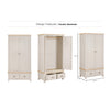 Windermere Oyster Grey Painted & Oak Wardrobe - Double with 2 Drawers