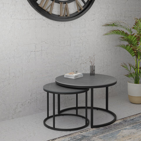 Zeus Round Nest of 2 Coffee Tables