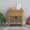 Modena Oak Side Table - 1 Drawer With Basket