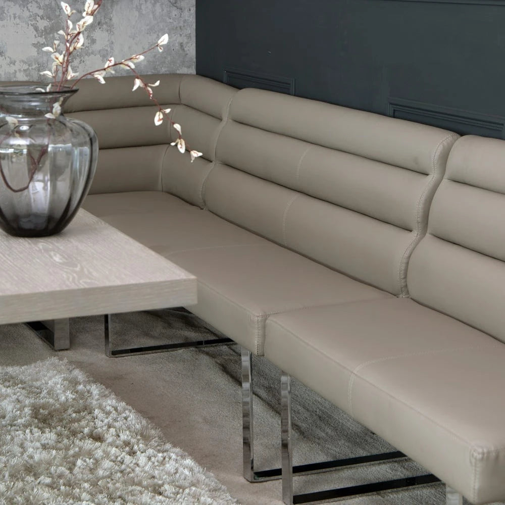 Sloane Oak & Chrome Dining Bench - 1.4m High Back