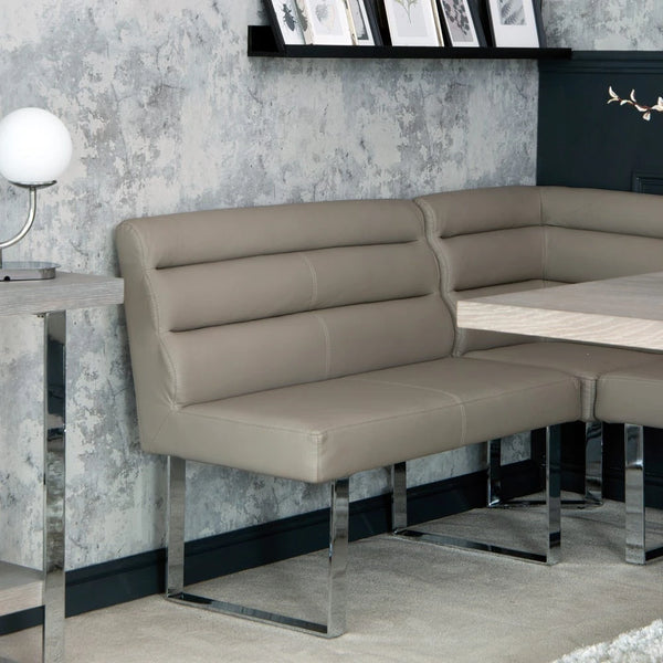 Sloane Oak & Chrome Dining Bench - 1m High Back