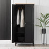 Rimini Oak & Jet Black Painted Wardrobe - Full Hanging