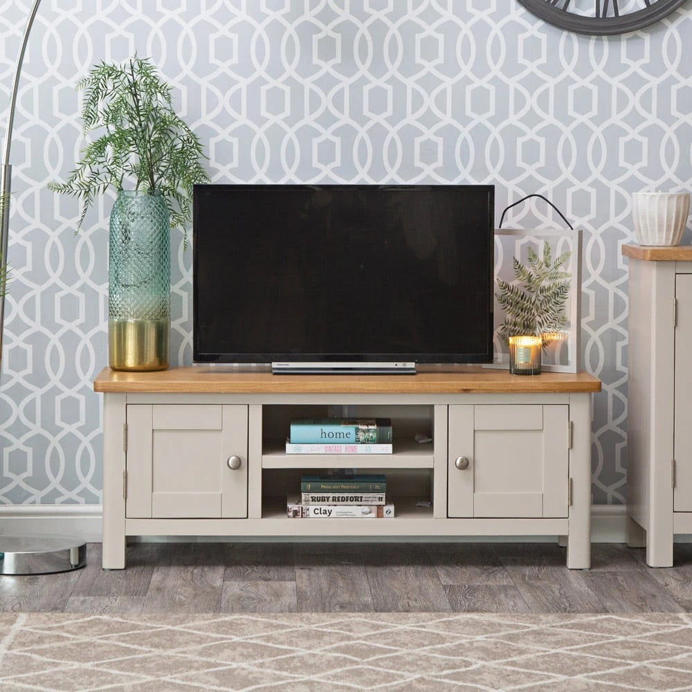 Oregon Oak & Stone Painted TV Unit - Large