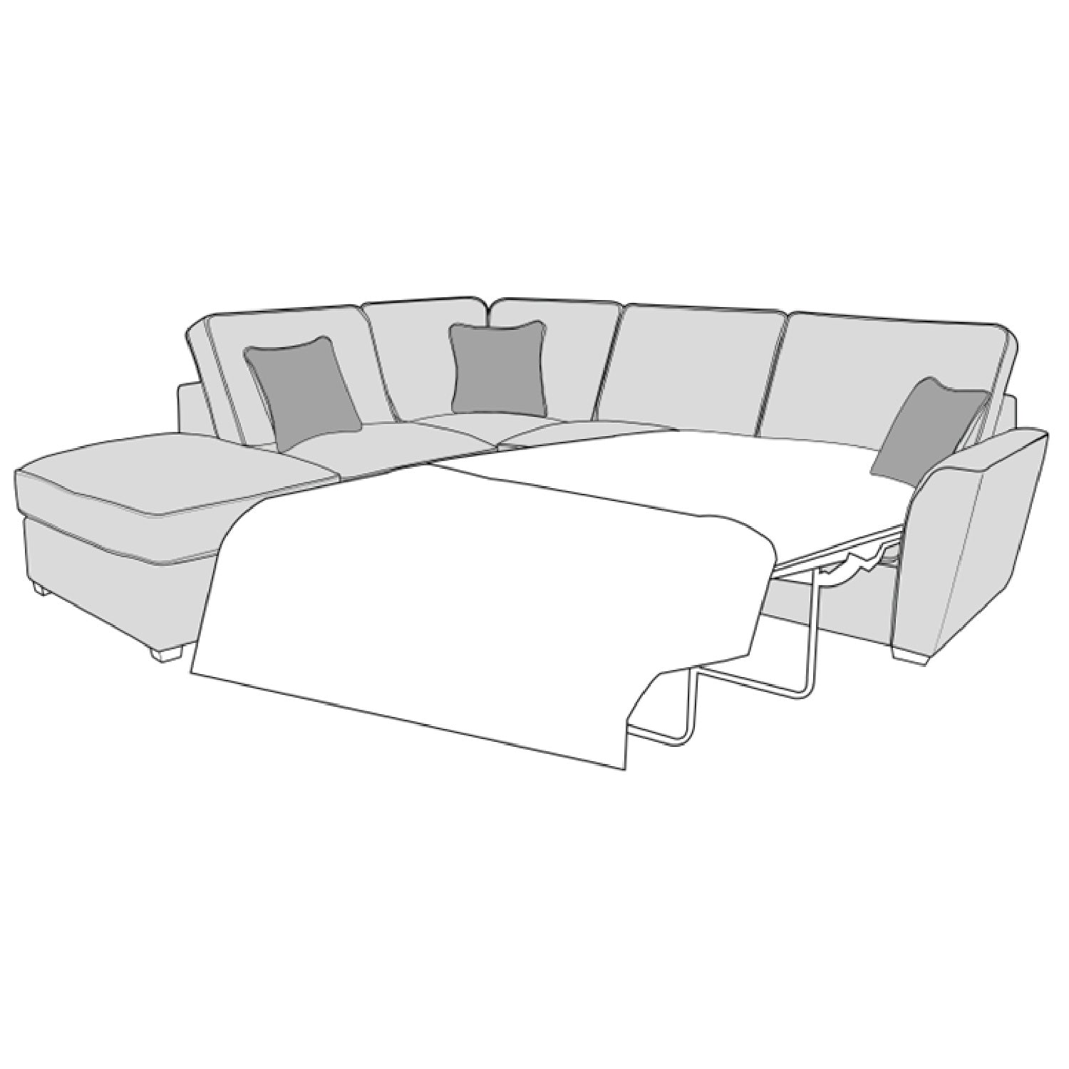Atlantis Sofa - 1 Corner 2 Sofa Bed with Stool (Standard Back)