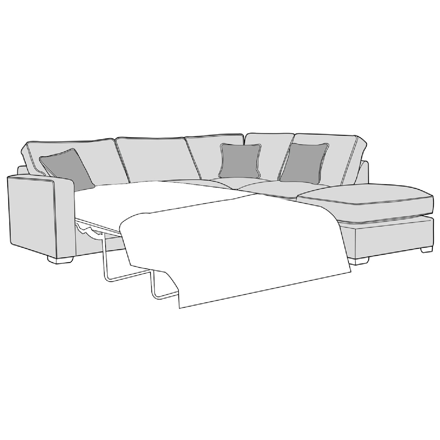 Chicago Sofa - 2 Corner 1 Sofa Bed With Stool (Standard Back)
