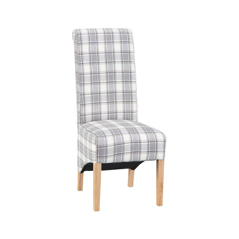 Fawley Fabric Scroll Back Dining Chair - Cappuccino Check