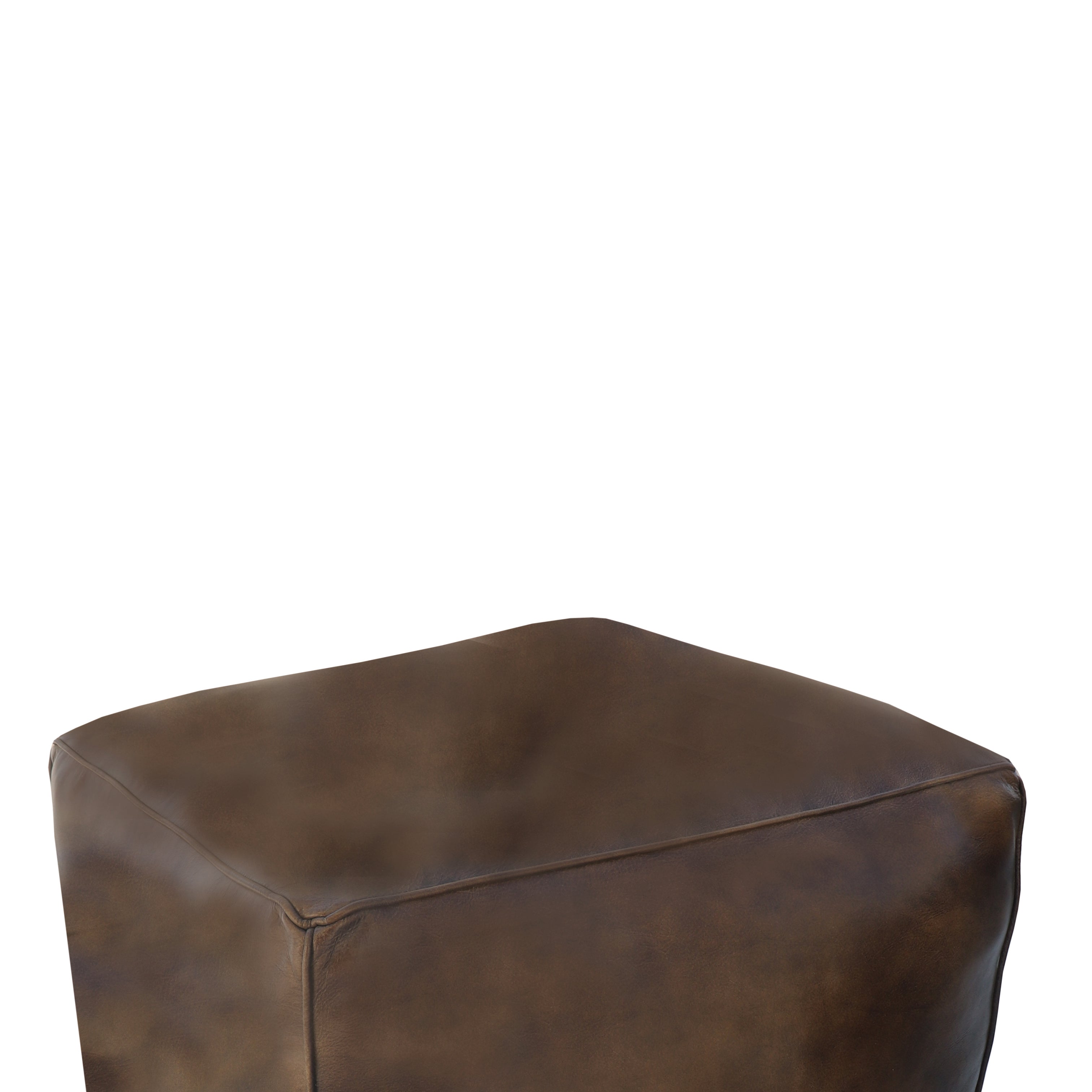 Leyton Leather Pouf - Dark Grey