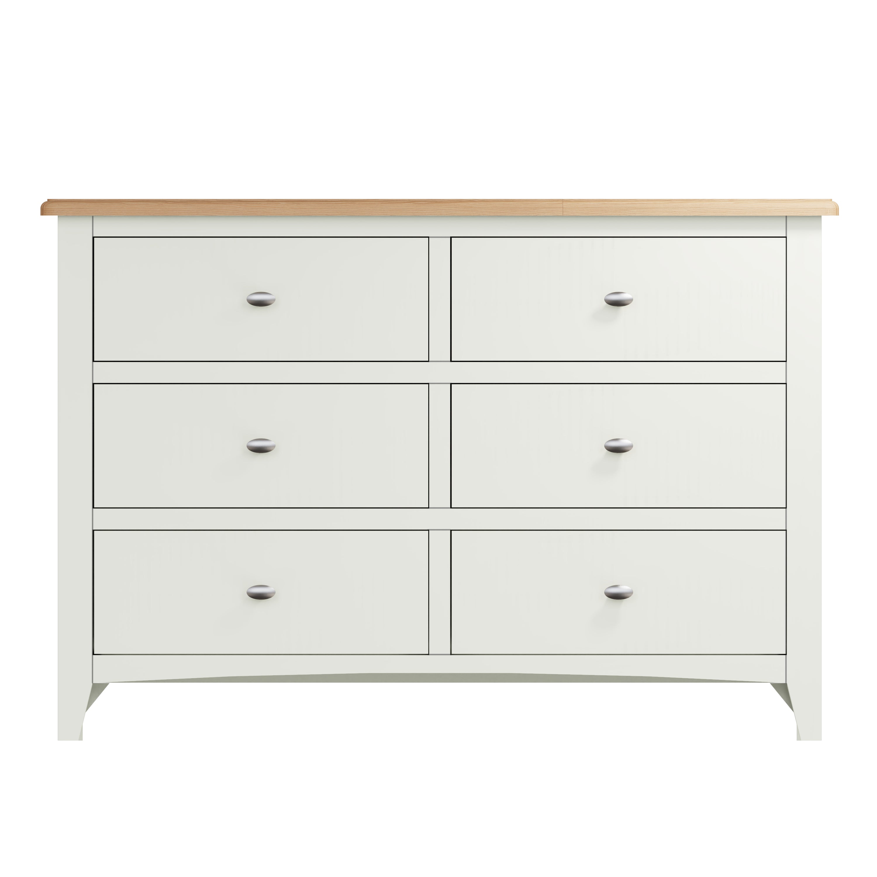 Modena Oak & White Chest of Drawers - 6 Drawer