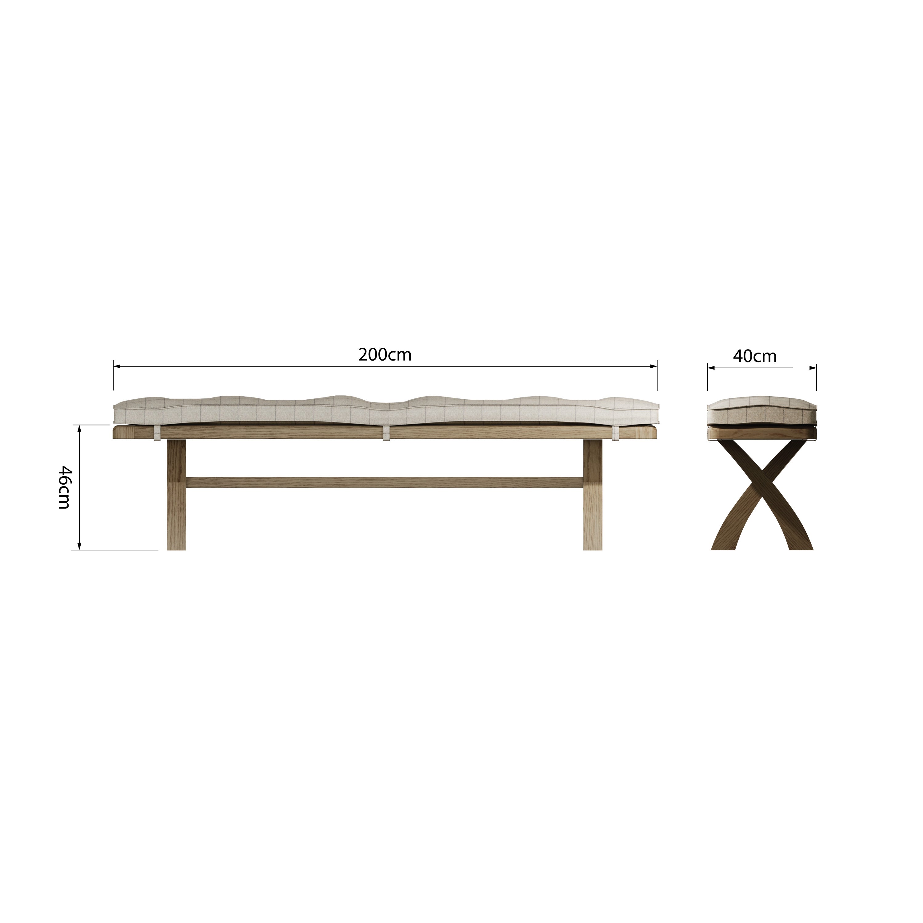 Norfolk Oak Dining Bench - 2m Cross Leg