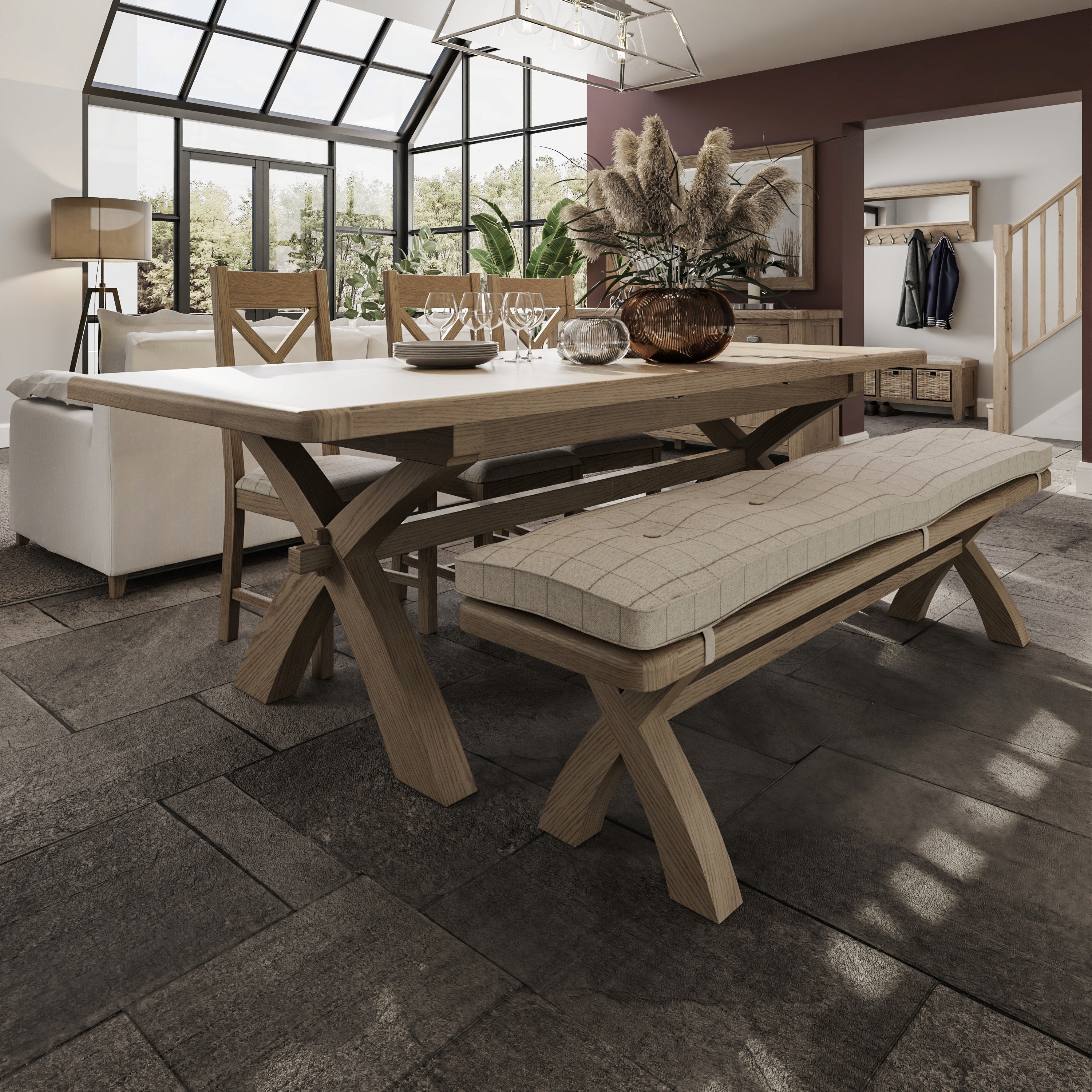 Norfolk Oak Dining Table - 2m Cross Leg
