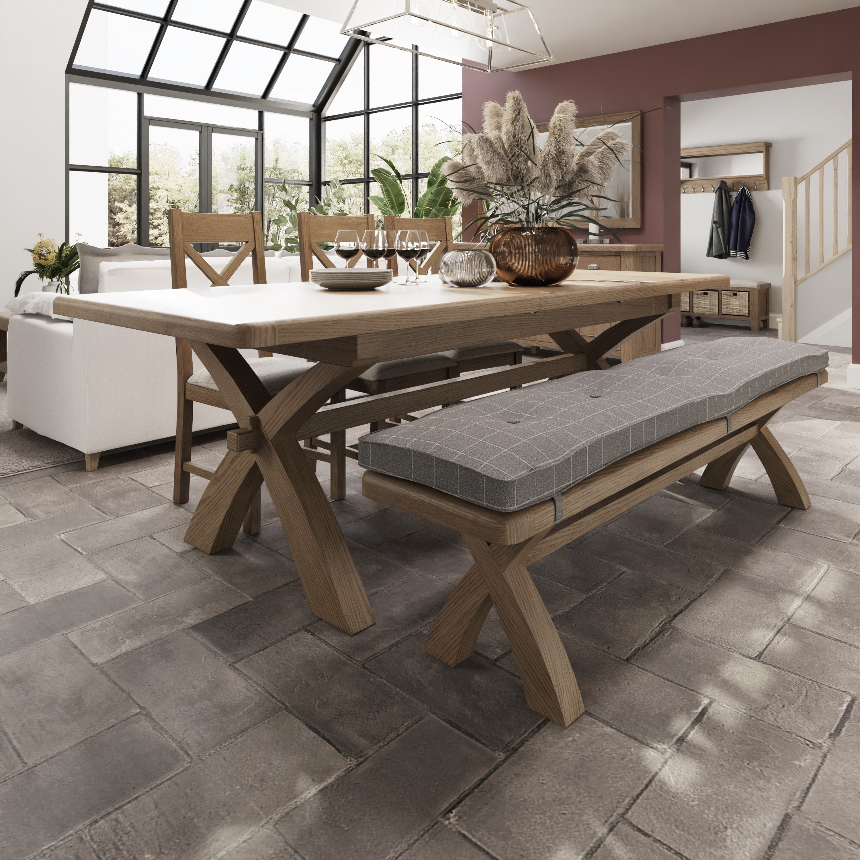 Norfolk Oak Dining Table - 2m Cross Leg