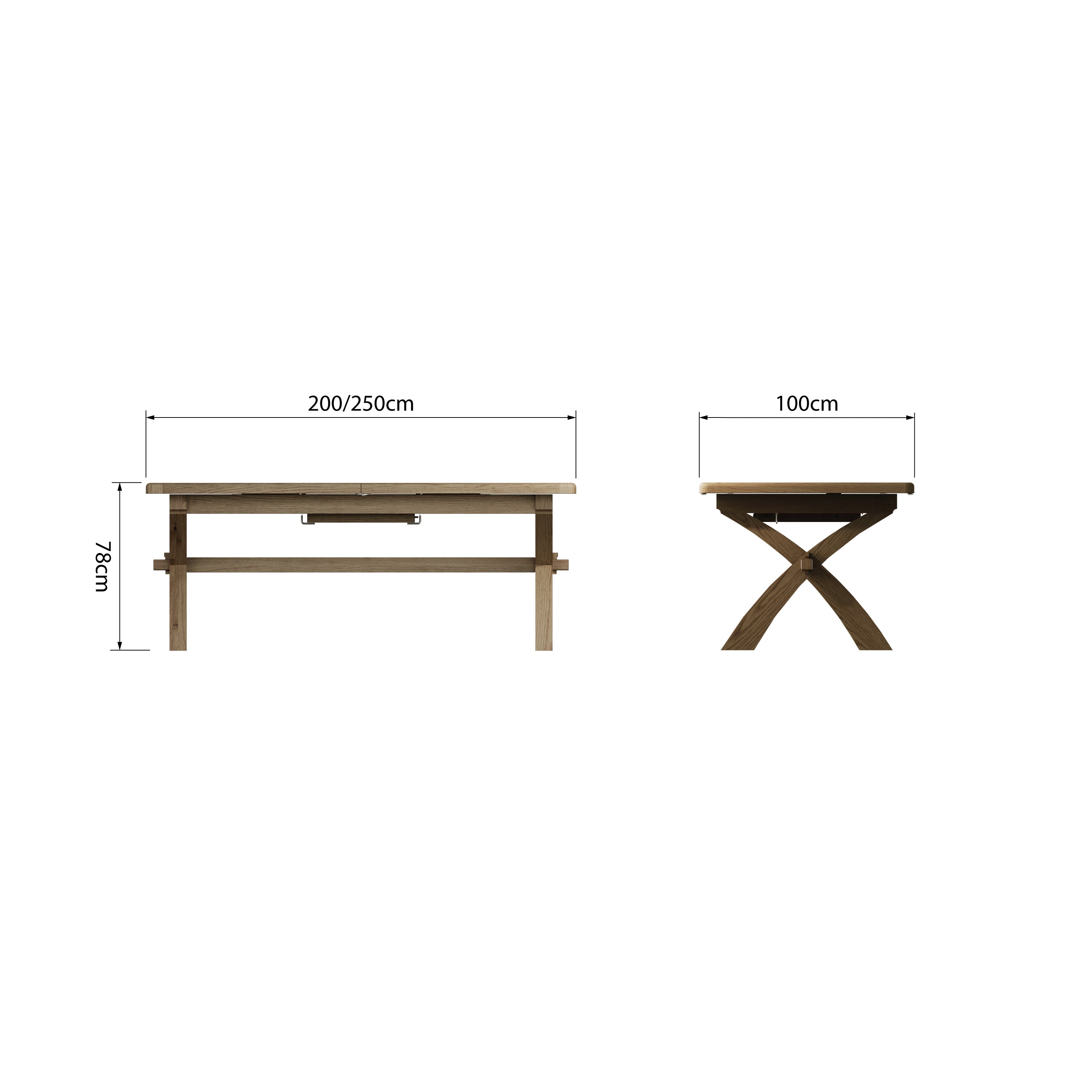 Norfolk Oak Dining Table - 2m Cross Leg