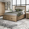 Norfolk Oak Bedframe - Fabric Headboard & Drawer Footboard