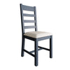 Norfolk Oak & Blue Painted Dining Chair - Ladder Back Natural Check Seat