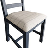 Norfolk Oak & Blue Painted Dining Chair - Ladder Back Natural Check Seat