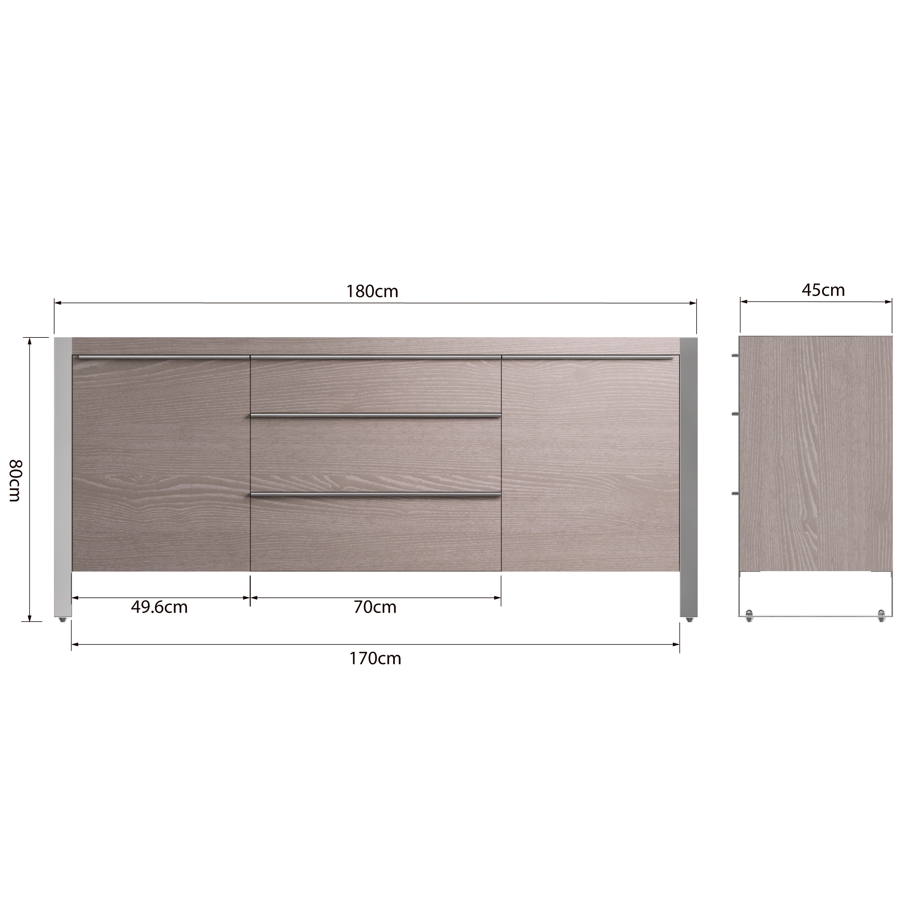 Sloane Oak & Chrome Sideboard - Large