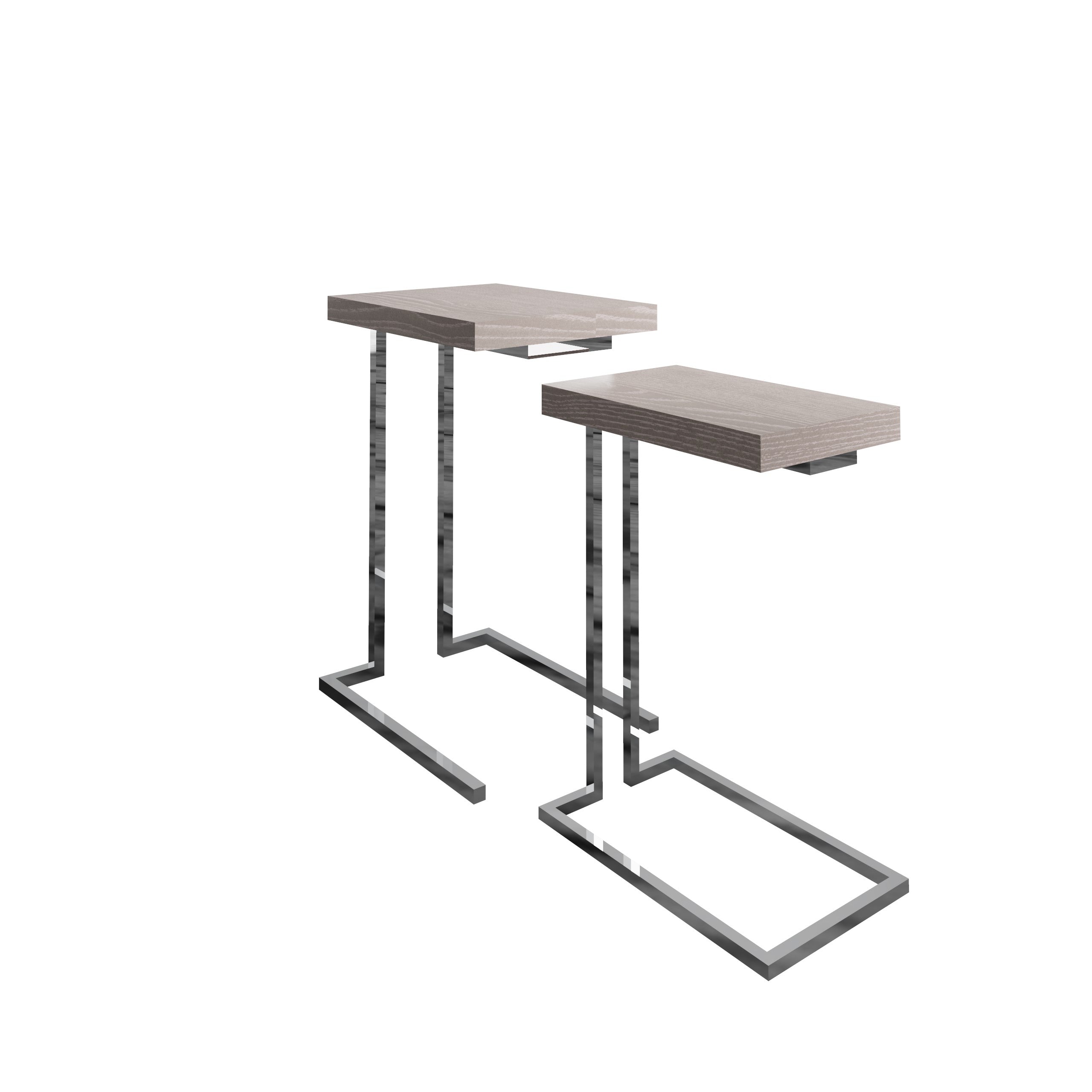 Sloane Oak & Chrome Nest of 2 Tables