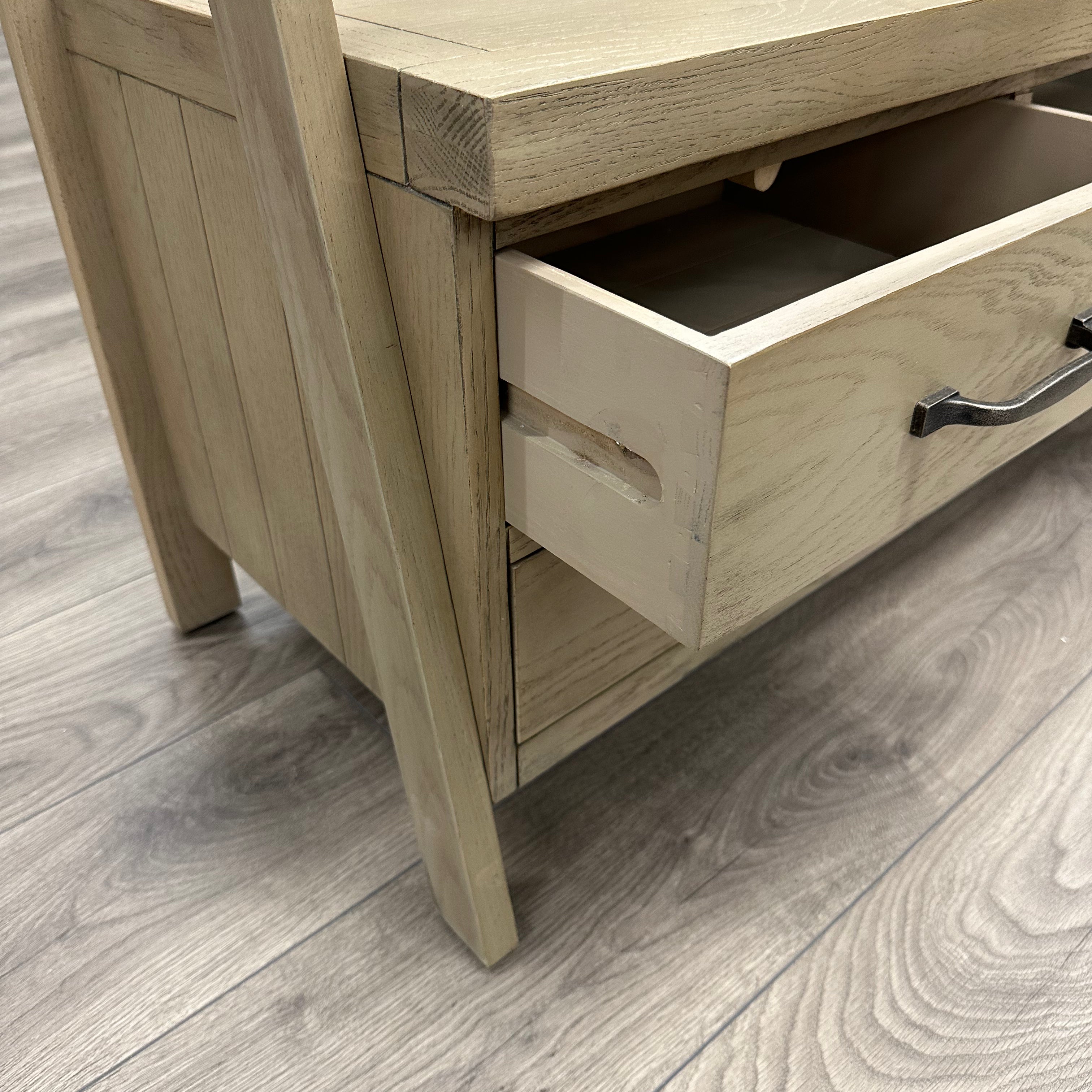 Suffolk Grey Oak - Leaner Bookcase TV Unit