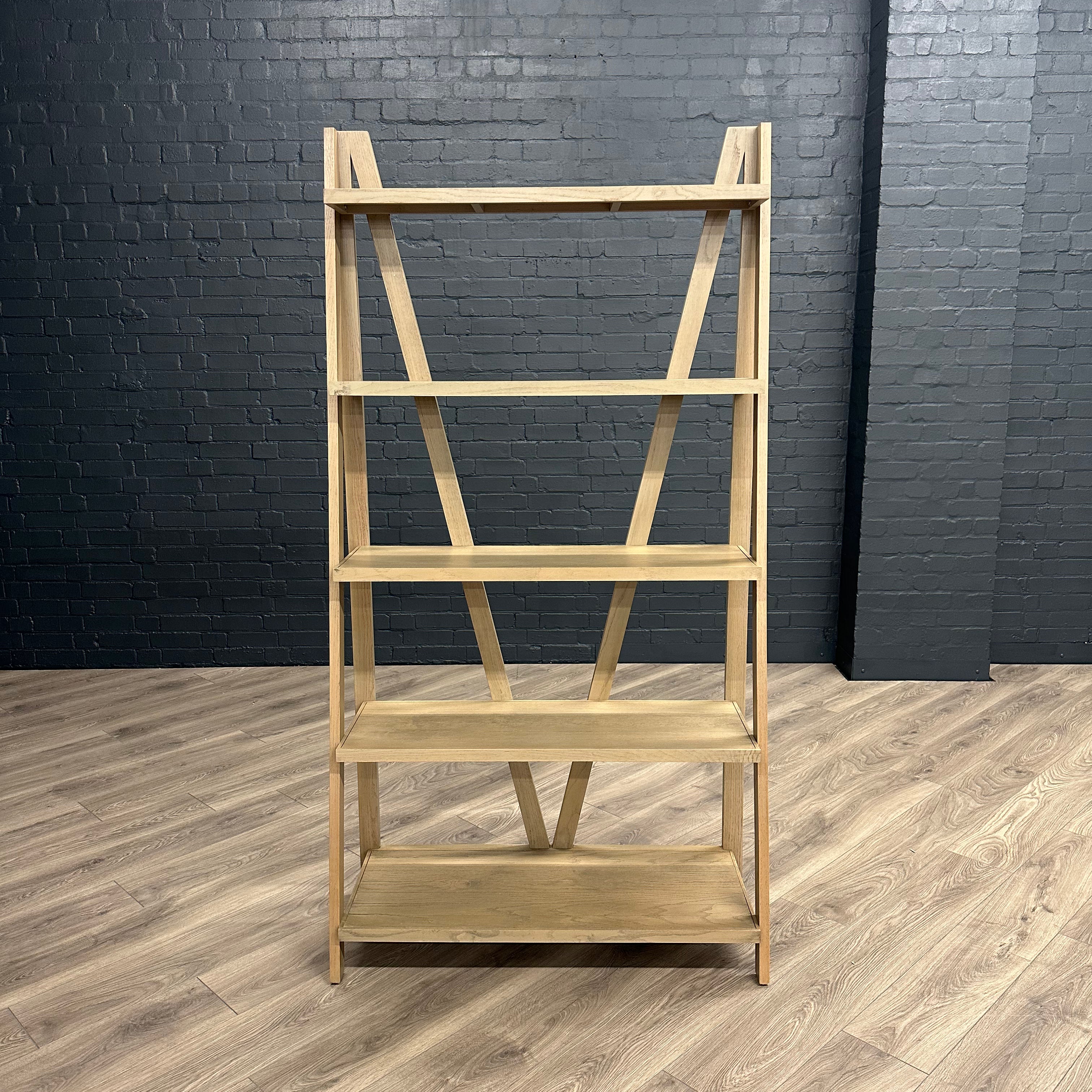 Suffolk Grey Oak - Large Leaner Bookcase