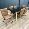 Stockholm Oak & Black Glass - Dining Table, PLUS 6x Chairs