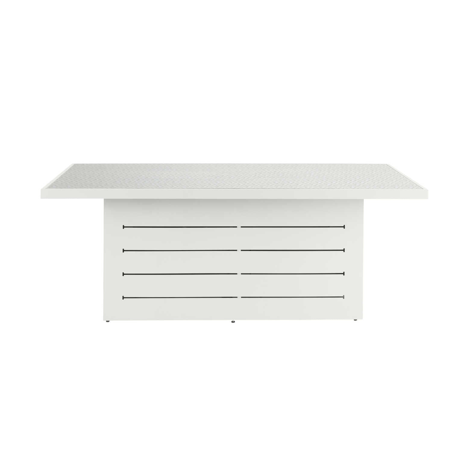 Mambo Santorini Garden Furniture - Aluminium Rectangular Dining Table - White with Patterned Top
