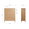 Rimini Oak Chest - Jumbo 2 Over 3 Drawer
