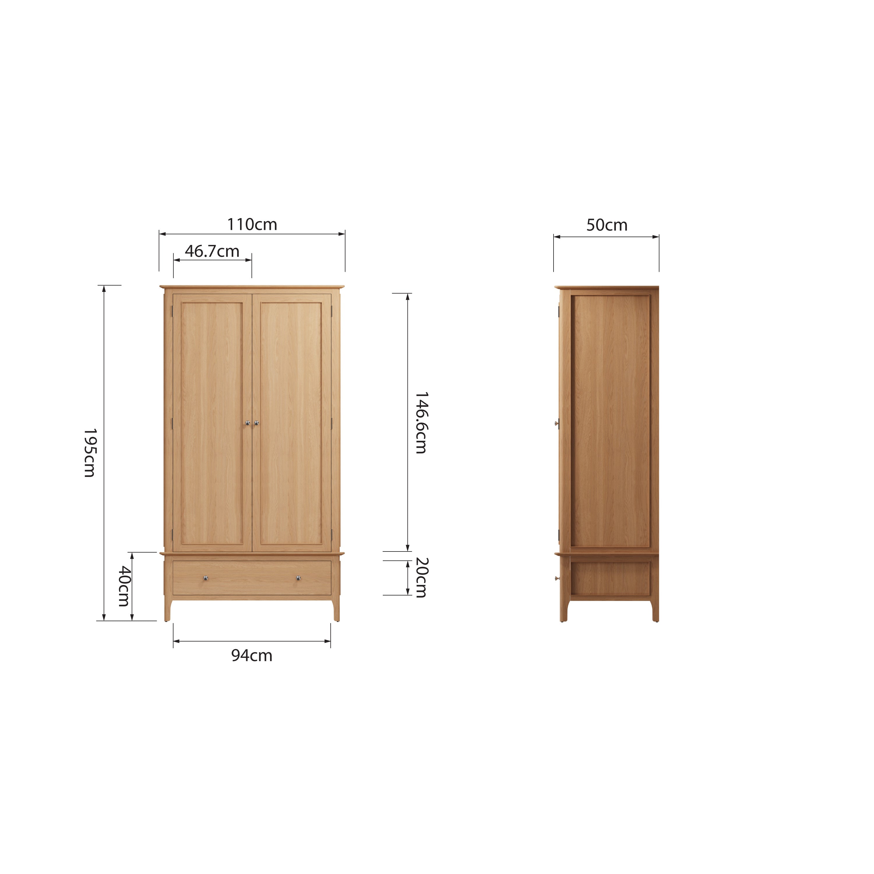 Rimini Oak Wardrobe - Large 2 Door