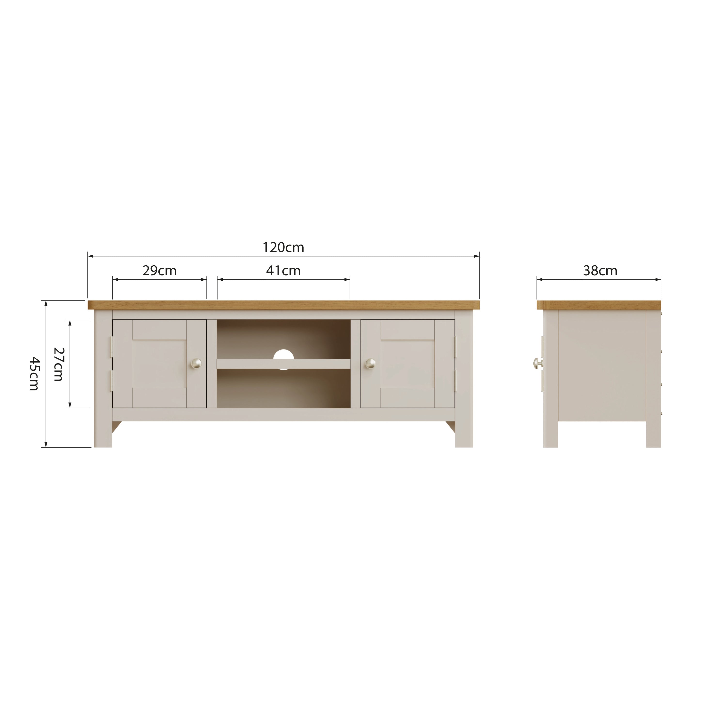 Oregon Oak & Stone Painted TV Unit - Large