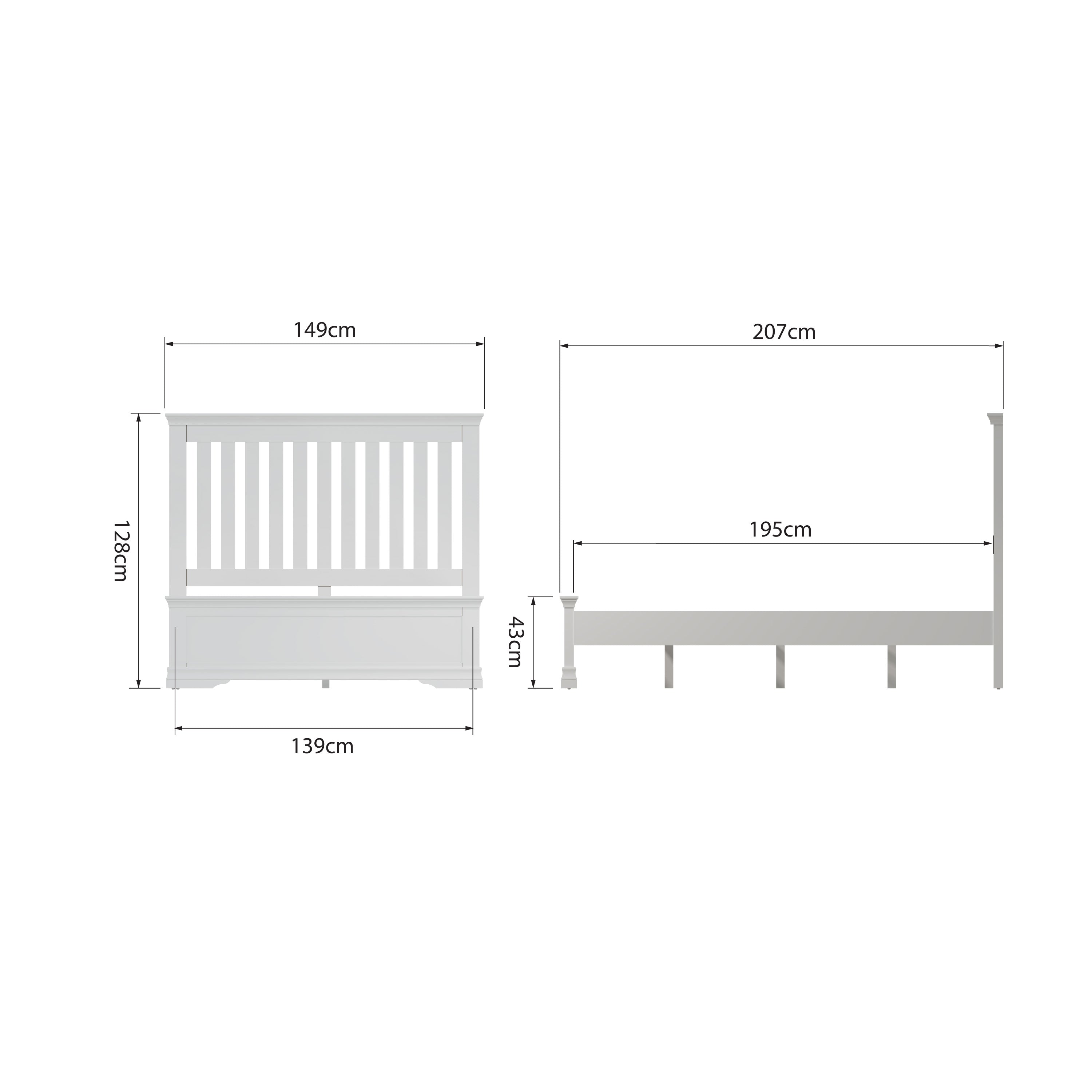 Chantilly White Painted Bed Frame - 4ft6 Double