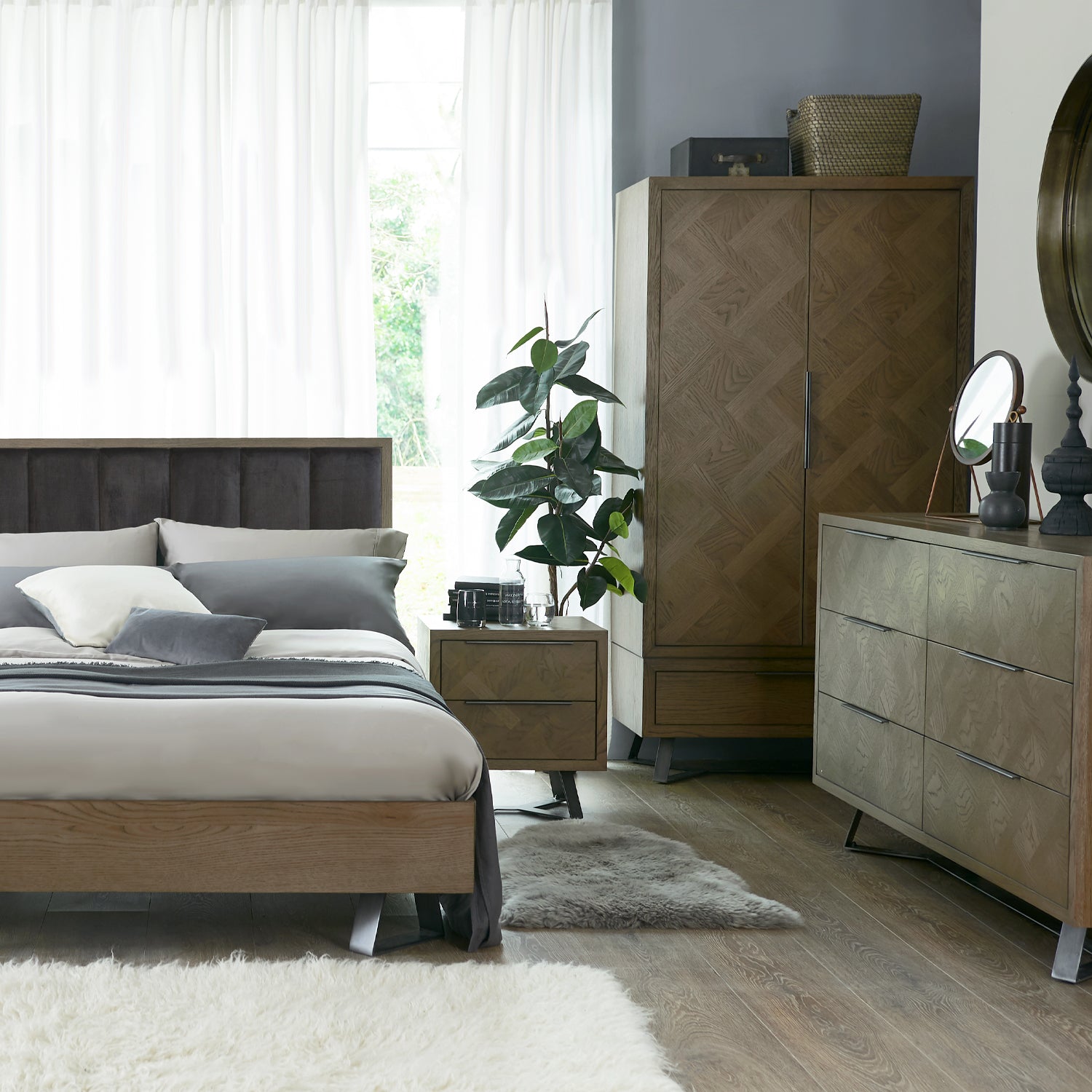 Havana Industrial Oak Wardrobe - 2 Door