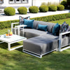 Mambo Del Mar Garden Furniture - Aluminium Chaise Section - Light Grey Fabric, White Frame