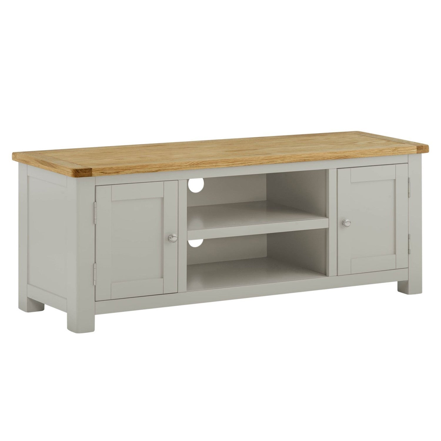 Portland oak and stone painted large TV unit