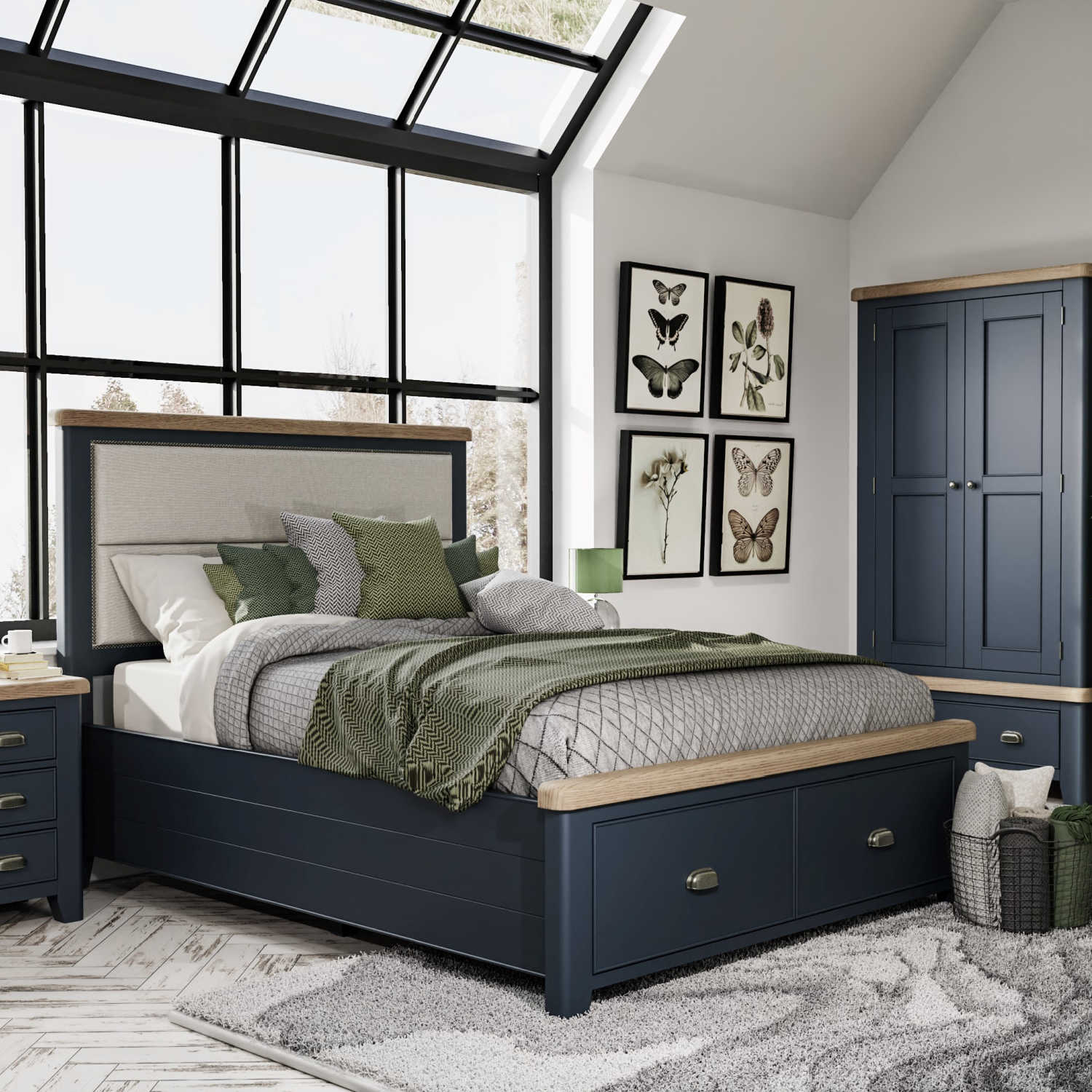 Norfolk Oak & Blue Painted Bedroom Furniture