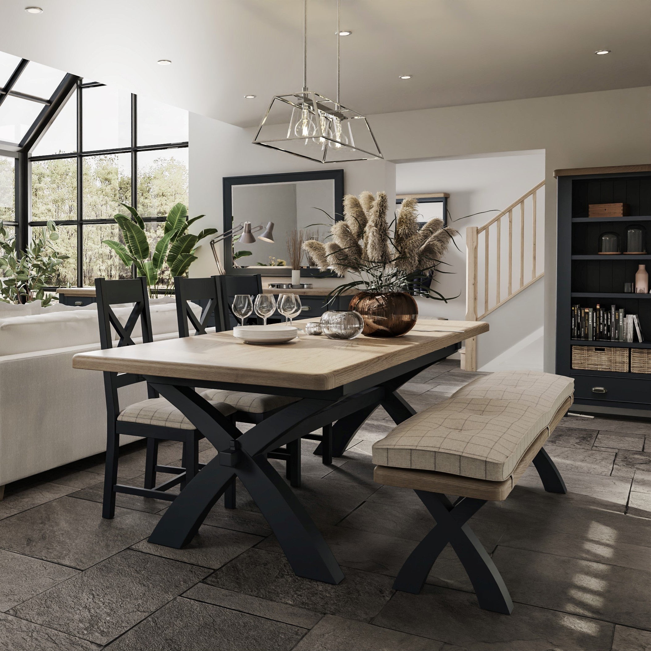 Norfolk Oak & Blue Painted Dining Furniture