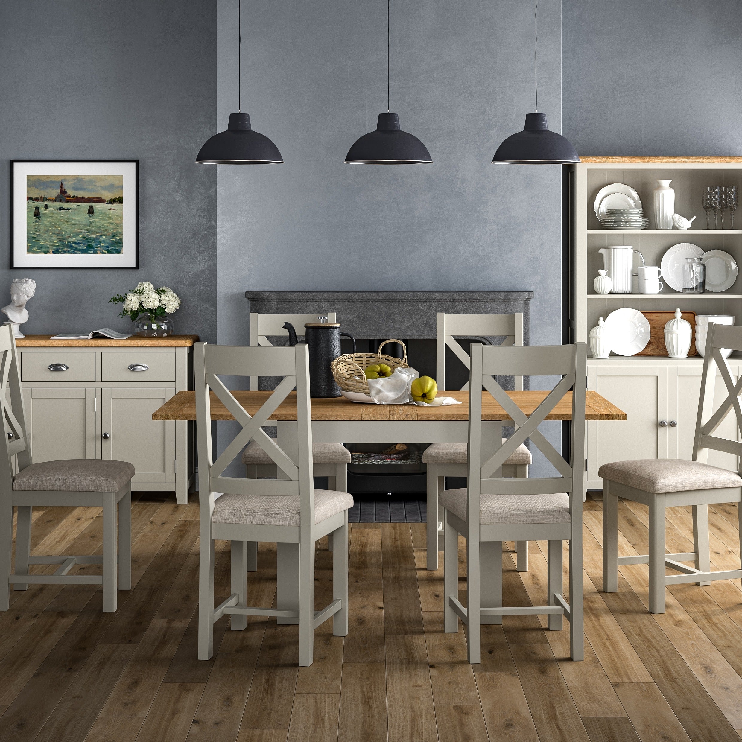 WINDERMERE OYSTER GREY PAINTED & OAK DINING