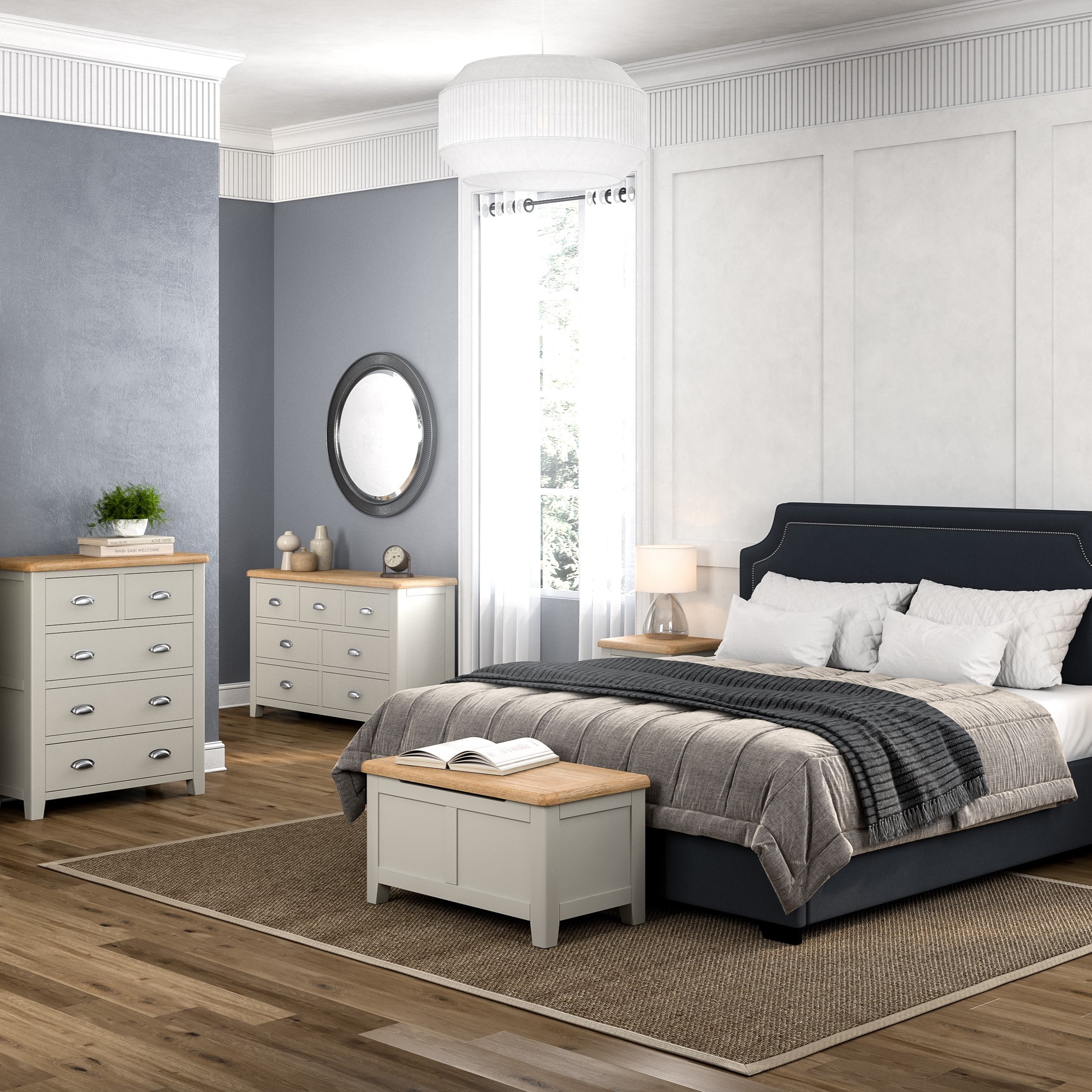 WINDERMERE OYSTER GREY PAINTED & OAK BEDROOM
