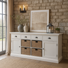 Wicklewood Extra Large White Painted Sideboard, with Sea Grass Baskets
