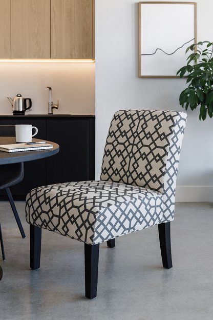 Fabric Slipper Accent Chair - Geometric Pattern