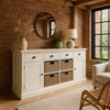 Wicklewood Extra Large White Painted Sideboard, with Sea Grass Baskets
