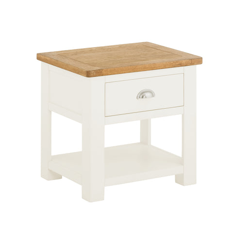 Portland Lamp Table with Drawer - White