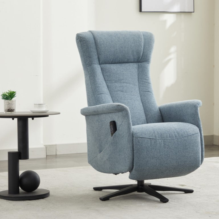 Apero Swivel Electric Recliner Armchair - Ice Blue