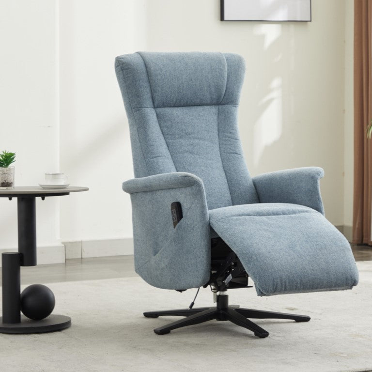 Apero Swivel Electric Recliner Armchair - Ice Blue