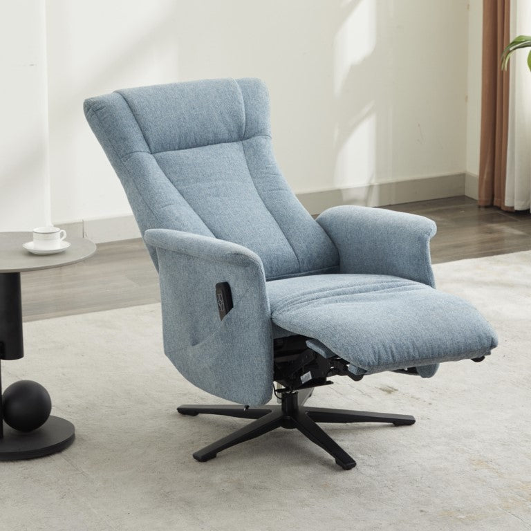Apero Swivel Electric Recliner Armchair - Ice Blue
