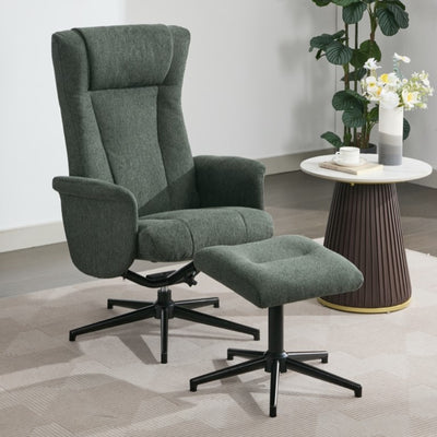 Apero Manual Swivel Chair & Footstool - Winter Moss