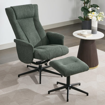 Apero Manual Swivel Chair & Footstool - Winter Moss