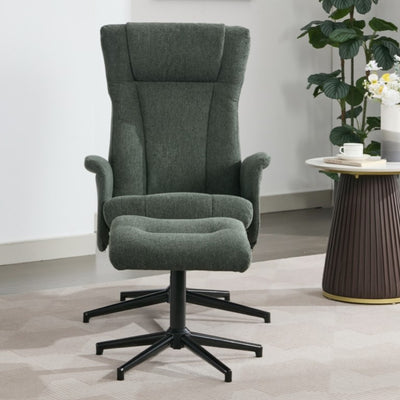 Apero Manual Swivel Chair & Footstool - Winter Moss