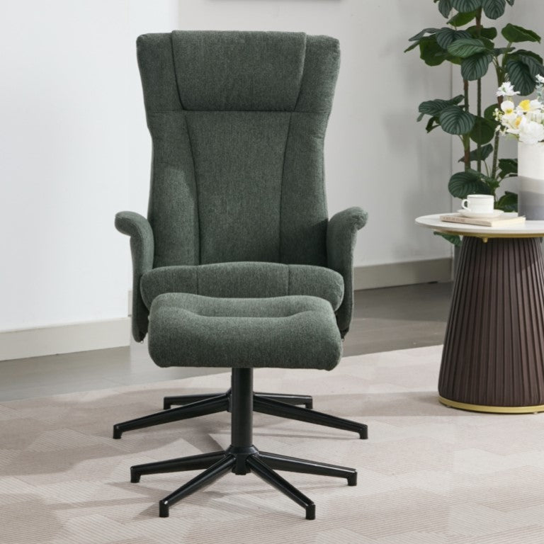 Apero Manual Swivel Chair & Footstool - Winter Moss