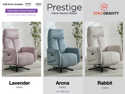 Prestige Fabric Electric Swivel Chair - Lavender
