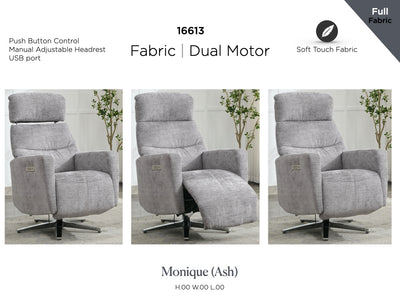 Monique Dual Motor Electric Armchair - Ash